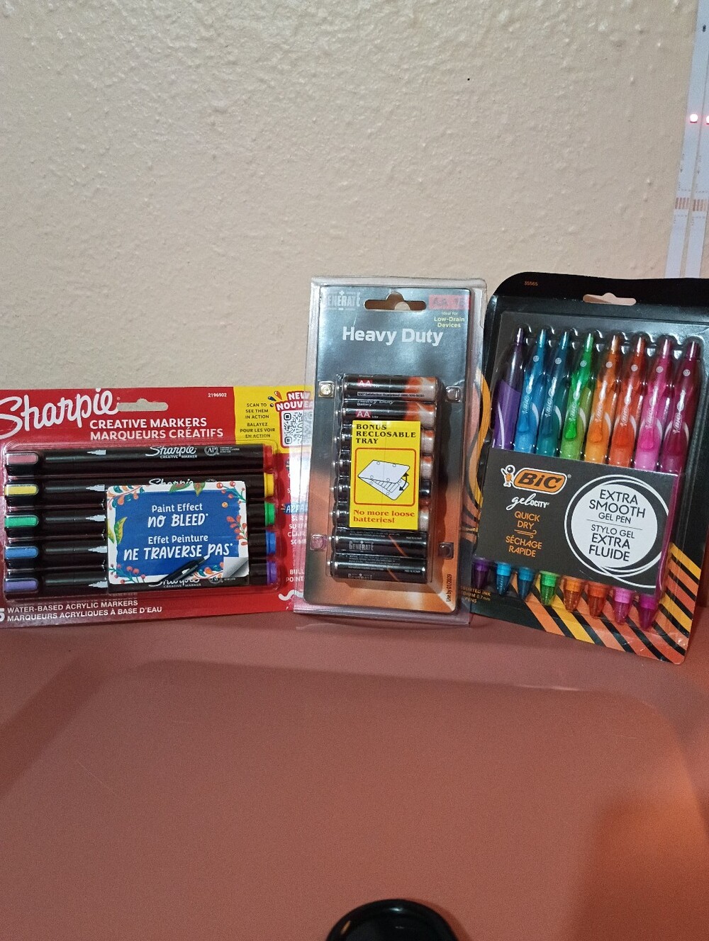 NEW OFFICE BUNDLE Sharpie No Bleeds, BIC Gel Pens, and 16 AA Batteries